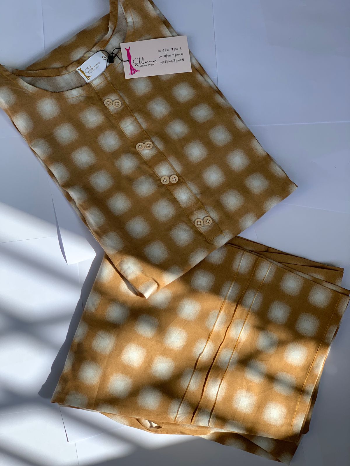 Brown Squared Print - 2 Pc