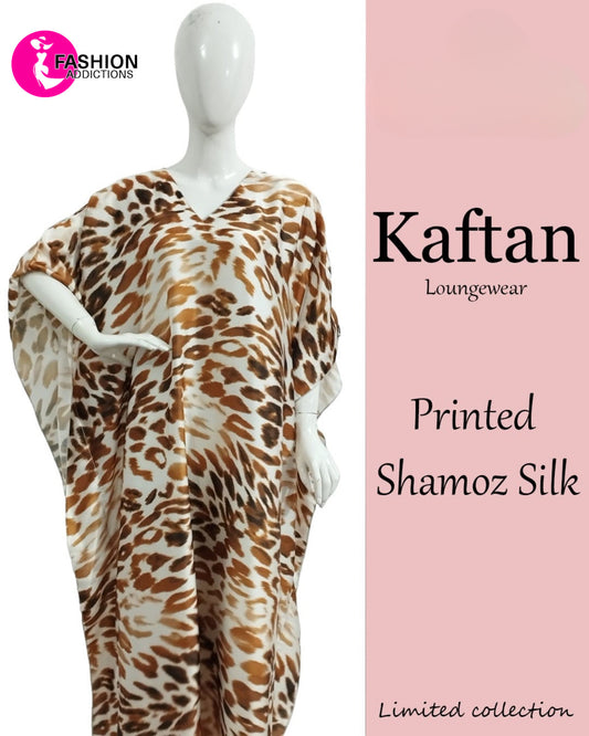 Gold Cheetah Silk Kaftan Nightdress