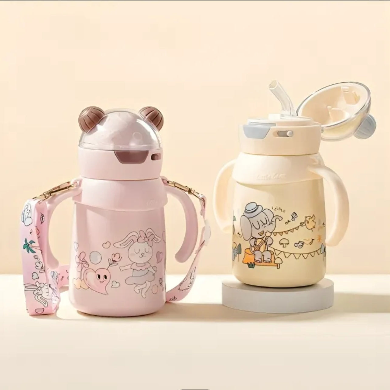 "Bear Design Plastic Water Bottle – Adorable, Durable & Leakproof"