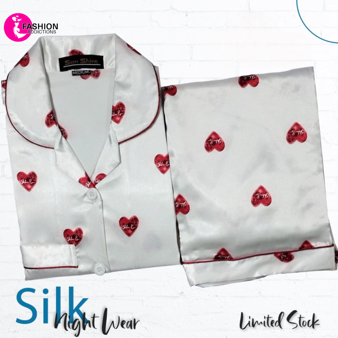 Nightwear Printed Silk Red Heart