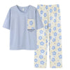 Sky Blue Pocket Flower With Flower Printed Trouser (FA-504)