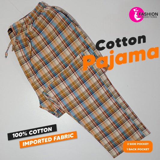 Camel Check Cotton Trousers For Men