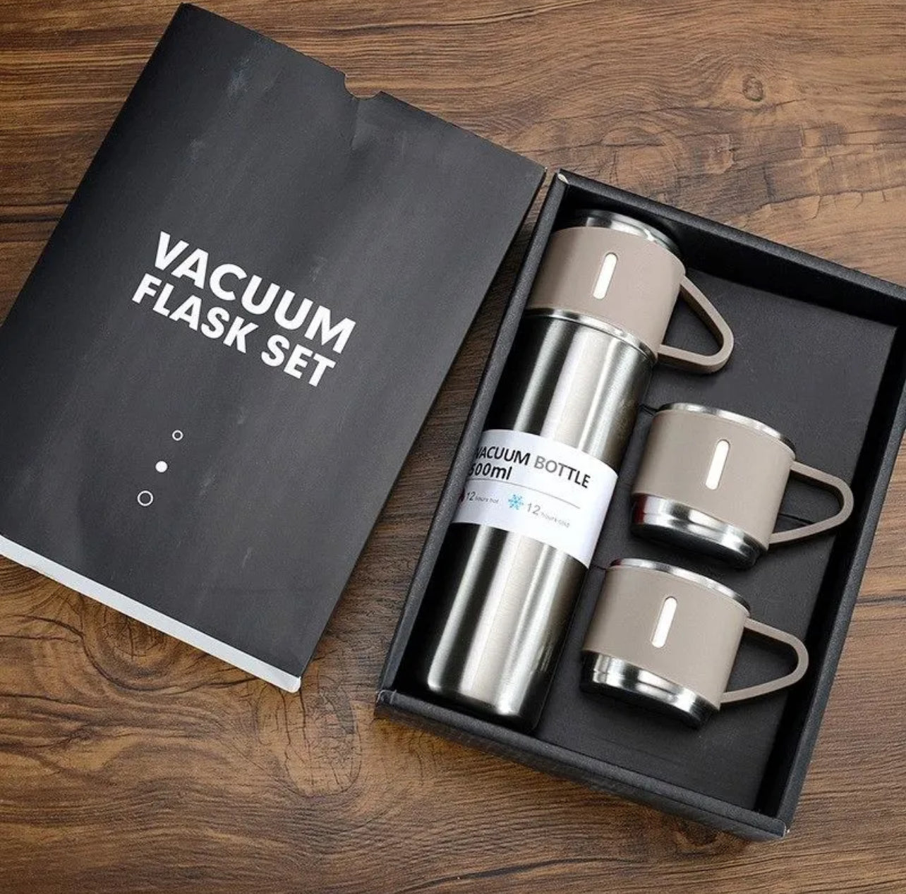 VACUUM FLASK SET with 3 Stainless Steel Cup 500 ML Hot and Cold