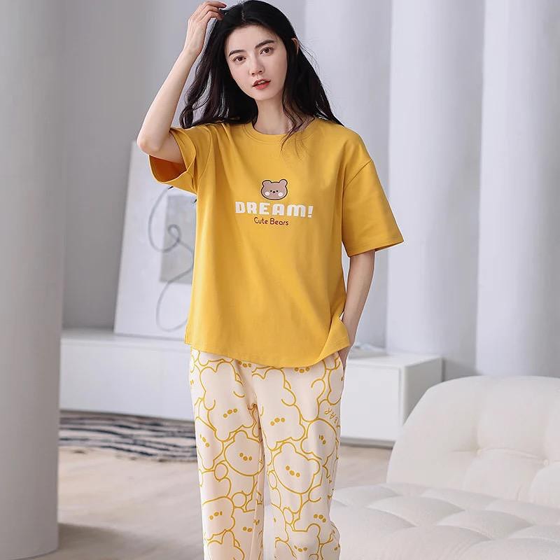 Yellow Dream Bear Shirt With Off White Bears Printed Trouser (FA-488)