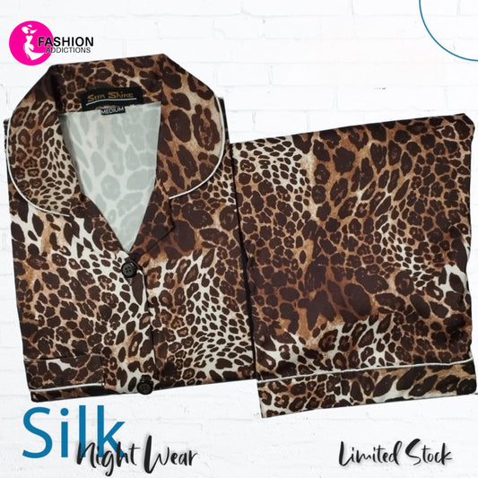 Nightwear Printed Silk Brown Cheetah