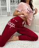 Tea Pink Sleep Shirt With Mahroon Sleep Print Trouser (FA-501)