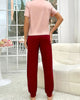 Tea Pink Sleep Shirt With Mahroon Sleep Print Trouser (FA-501)