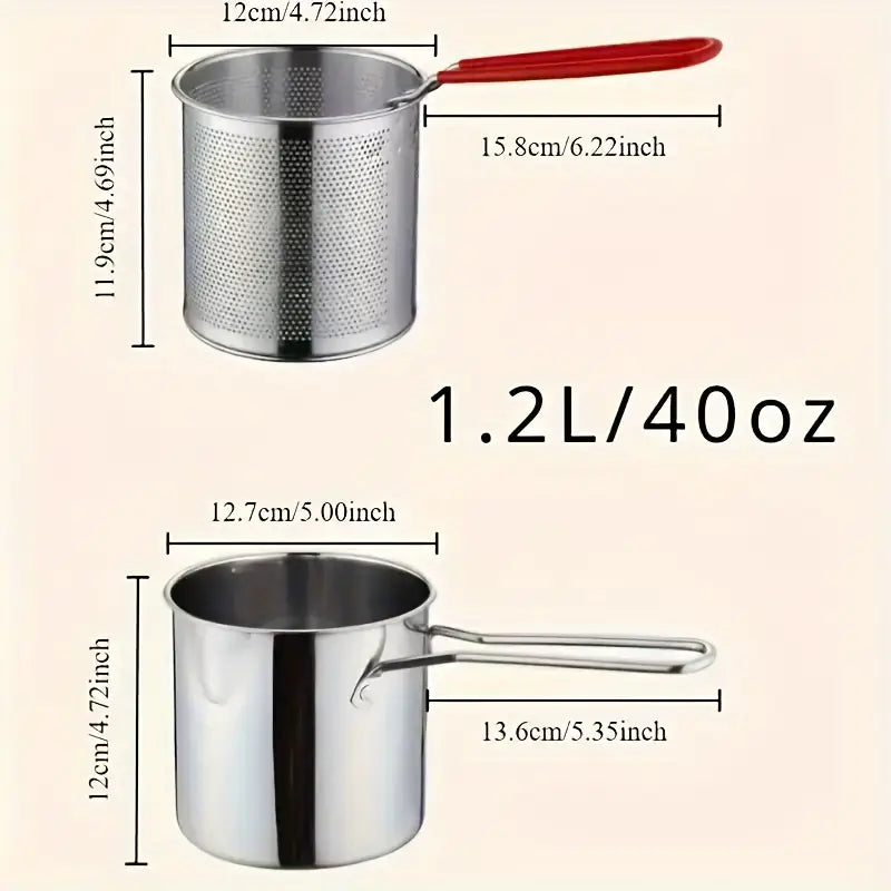 Stainless-Steel Deep Fryer Pot with Strainer Basket