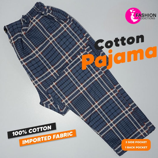 Steal Blue Check Cotton Trousers For Men