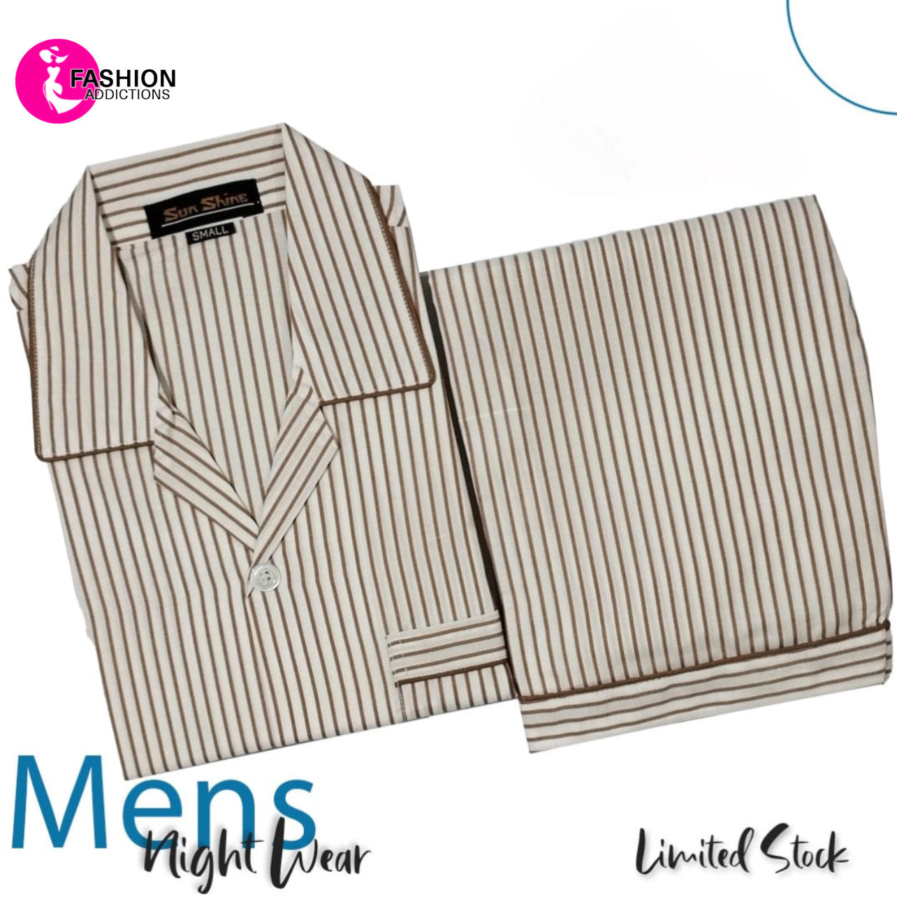 Cream Stripes Night Suit