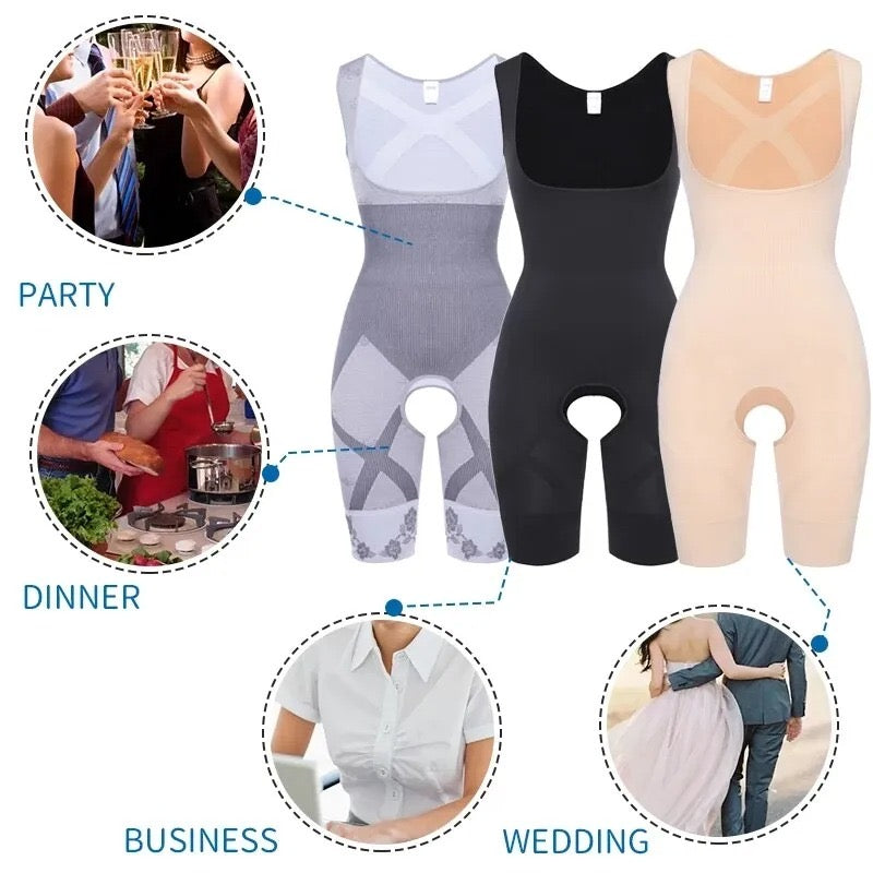 Premium Full Body Shaper – Cross Notch Design with Adjustable Lower Support