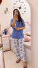 Sky Blue Pocket Flower With Flower Printed Trouser (FA-504)