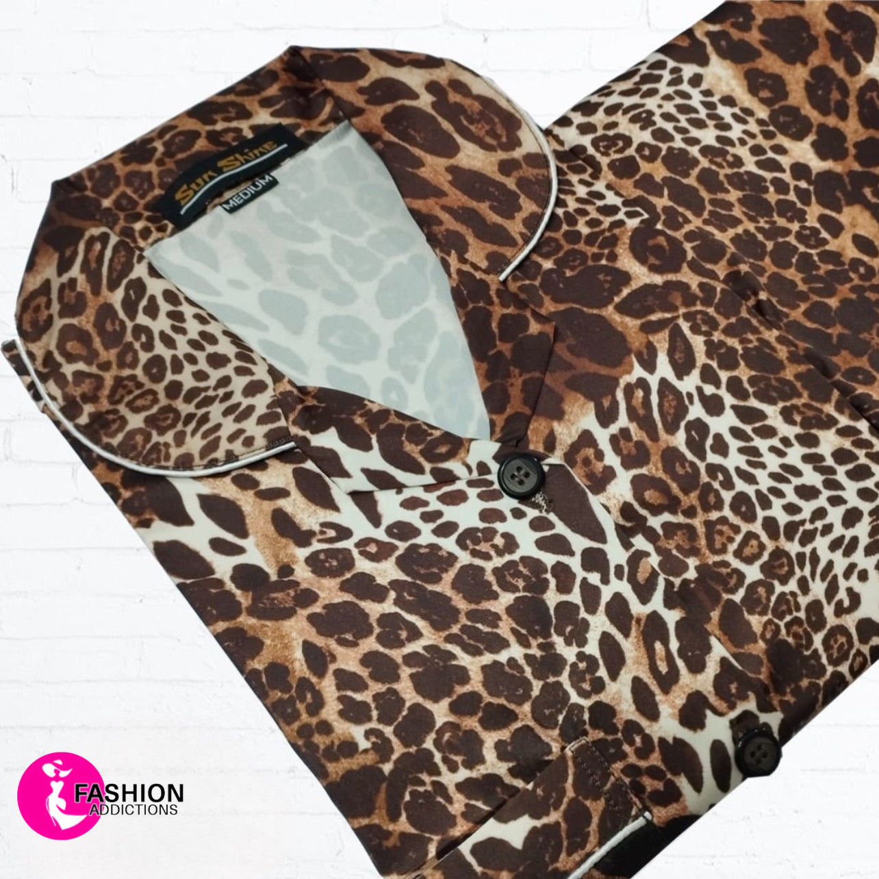 Nightwear Printed Silk Brown Cheetah