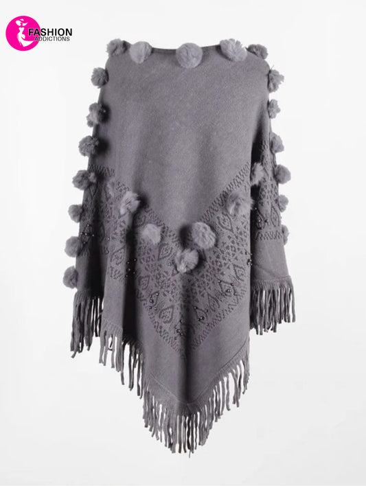 Fleece Poncho | Grey