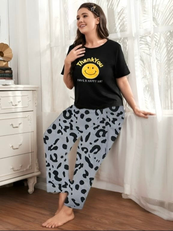 Black ‘Thankyou’ Women Pajama Set