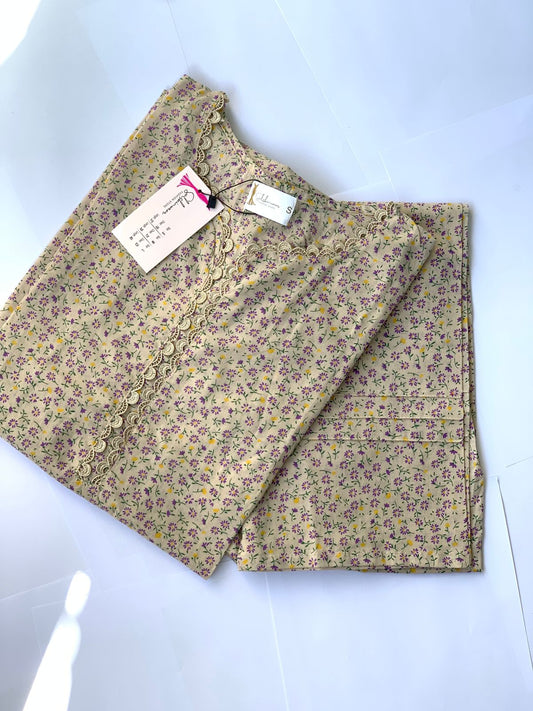 Brown Floral Print - 2 Pc