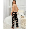 Brown With Black Butterflies Heart Printed T-shirt And Butterflies Printed Trouser Suit (FA-482)