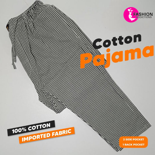 Black White Check Cotton Trousers For Men