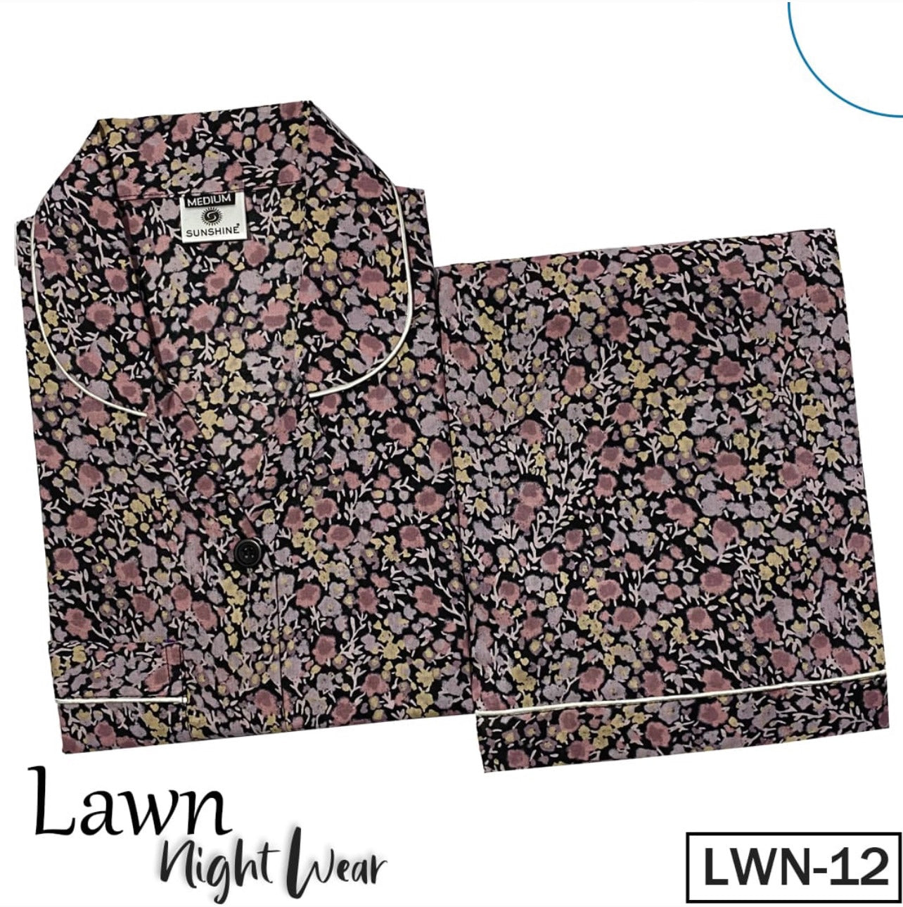 Mini Flowers Printed Lawn Nightdress - LWN-12