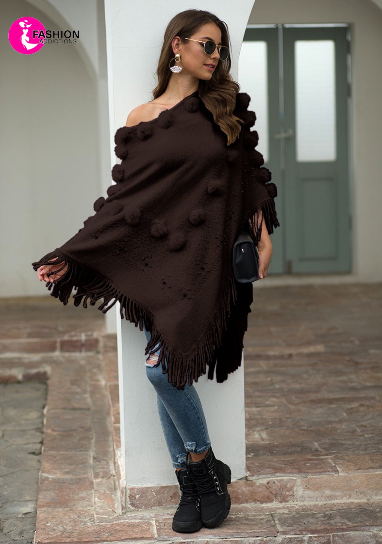 Fleece Poncho | Dark Brown