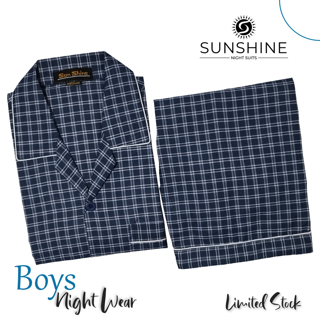 Blue Check Nightwear For Boys CH-51