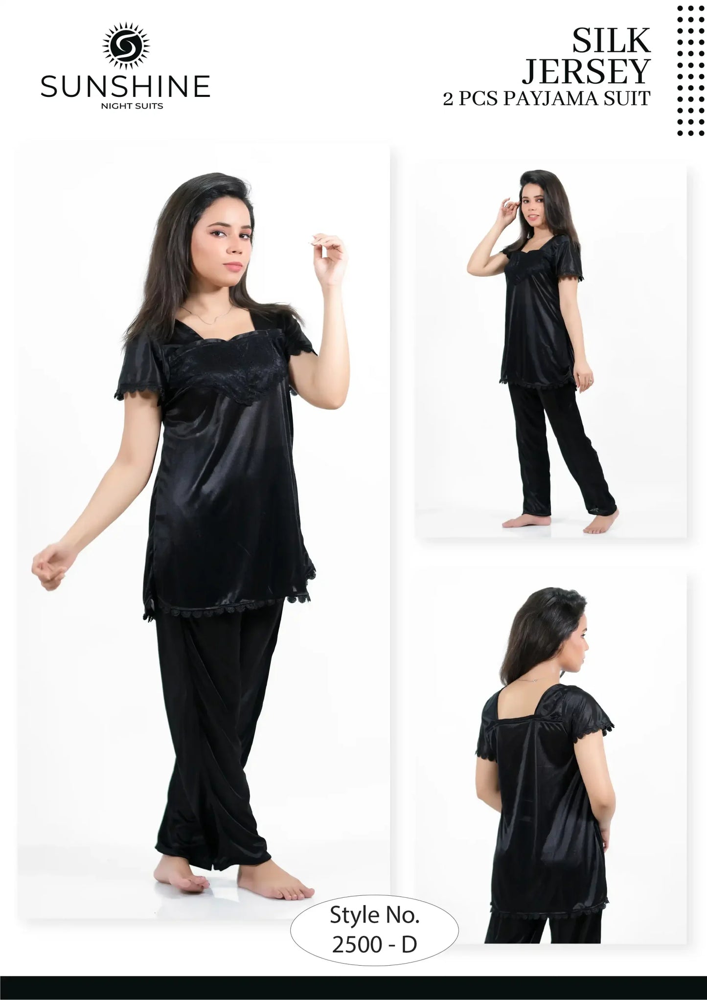 Black Silk Jersey Pajama 2500-D