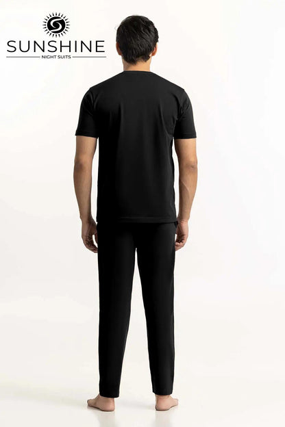 Black Jersey Pajama Set for Men