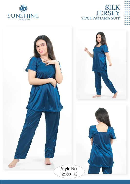 Blue Silk Jersey Pajama 2500-C