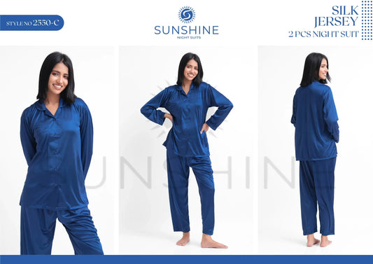 Blue Silk Jersey Pajamas 2550-C