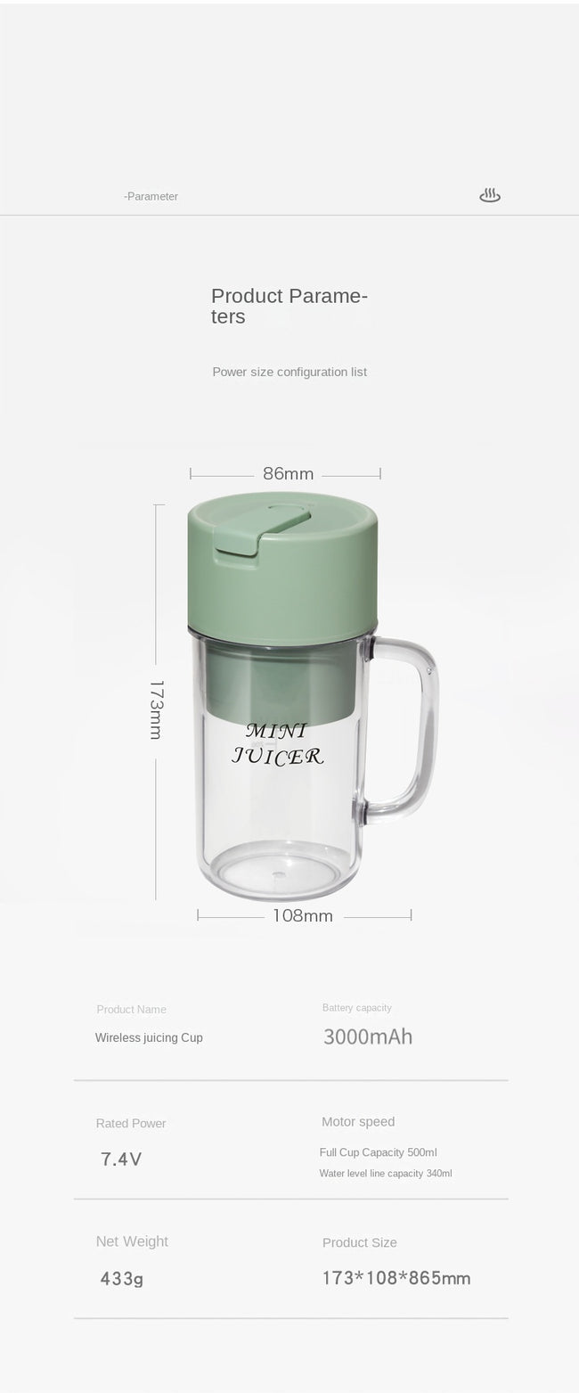 340ML Wireless Juicer Cup Portable Juice Blender Mini Ice Crusher Home Outdoor Office Fruit Milkshake Vegetable Juice Maker