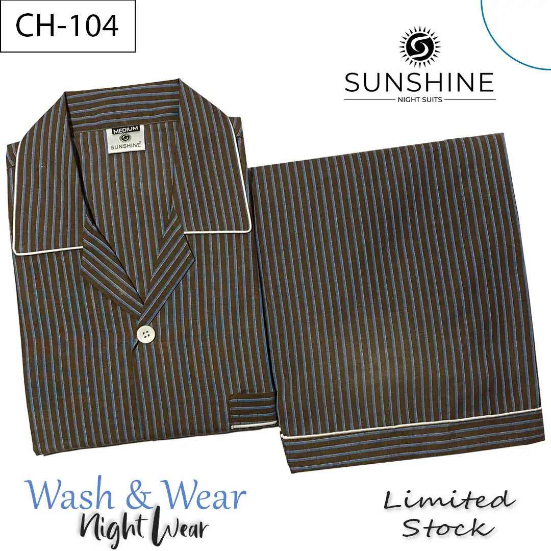 Brown Blue Stripes Night Suit – CH-104