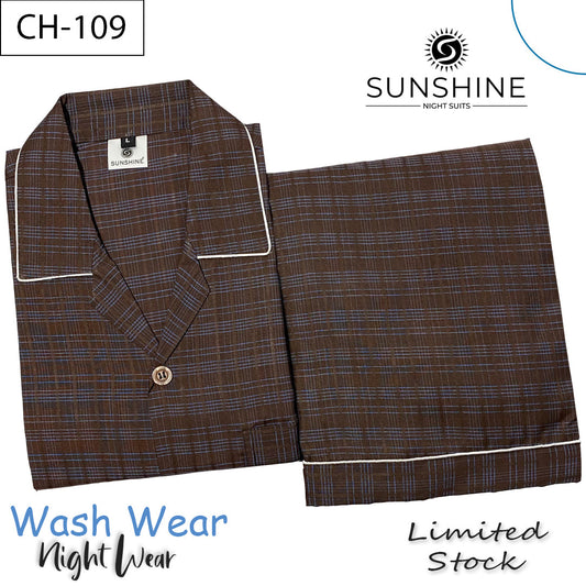 Dark Brown Check Night Suit – CH-109