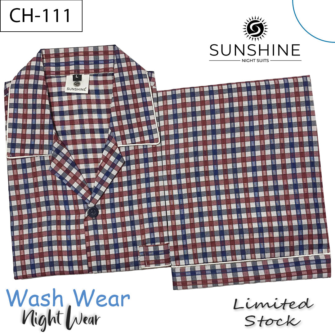 Red Blue Check Night Suit – CH-111