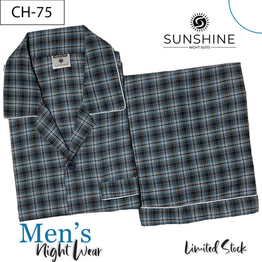 Bluish Grey Check Night Suit – CH-075