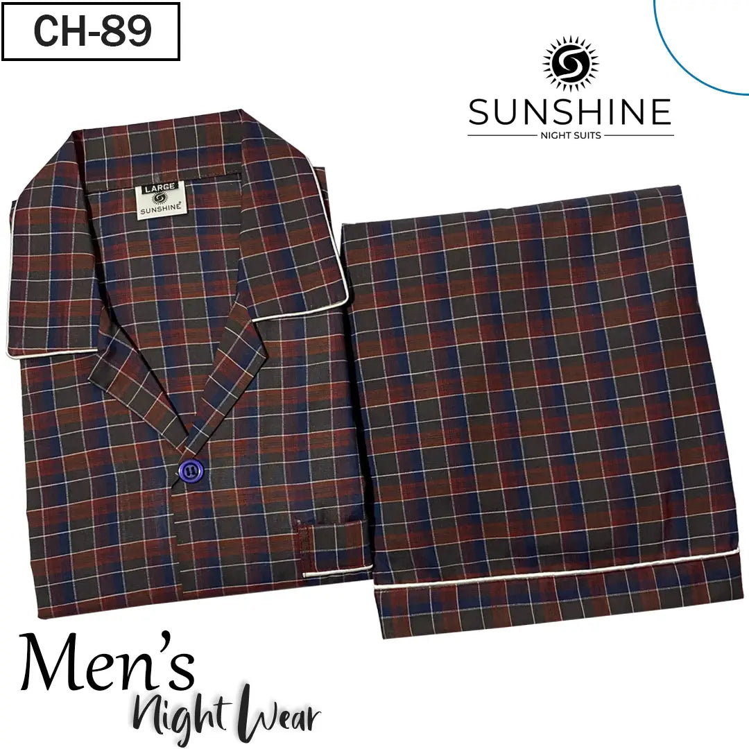 Reddish Check Night Suit – CH-089