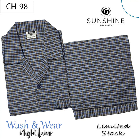 Classic Blue Check Night Suit – CH-098