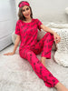 Dark Pink Love Heart Print Half Sleeves Shirt With Printed Trouser (FA-454)