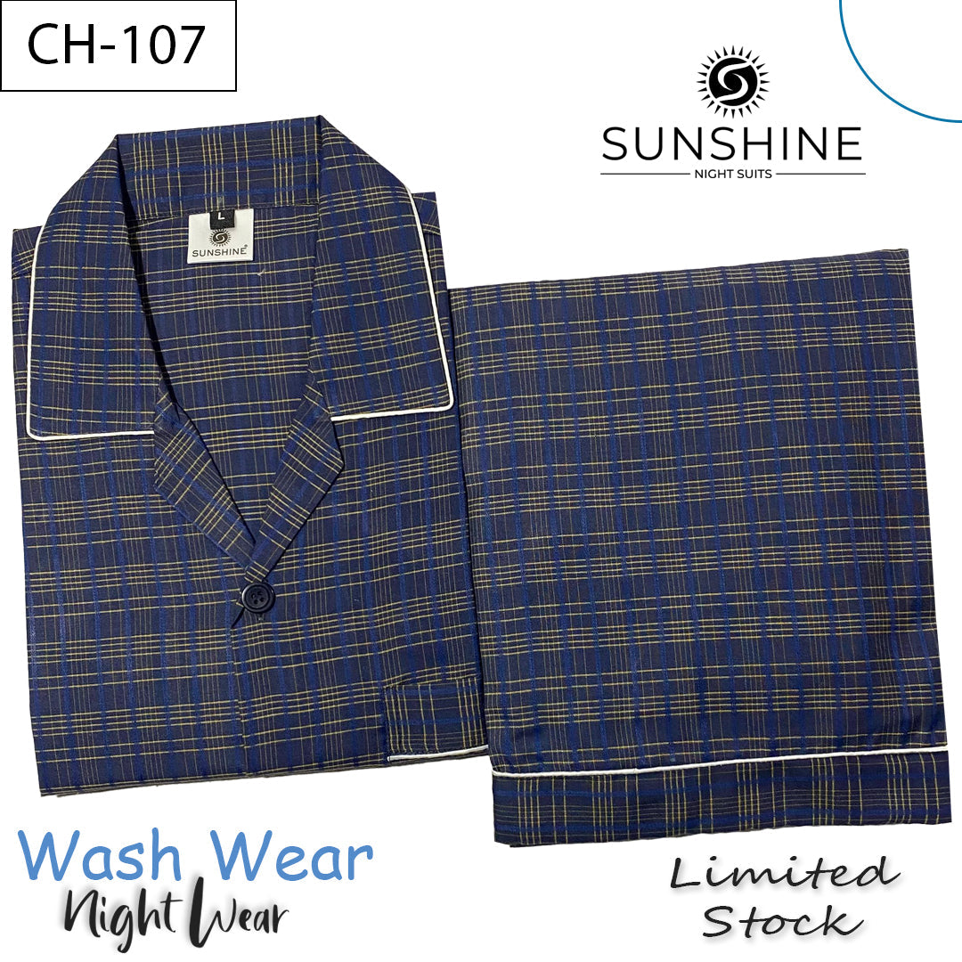 Navy Blue Check Night Suit – CH-107