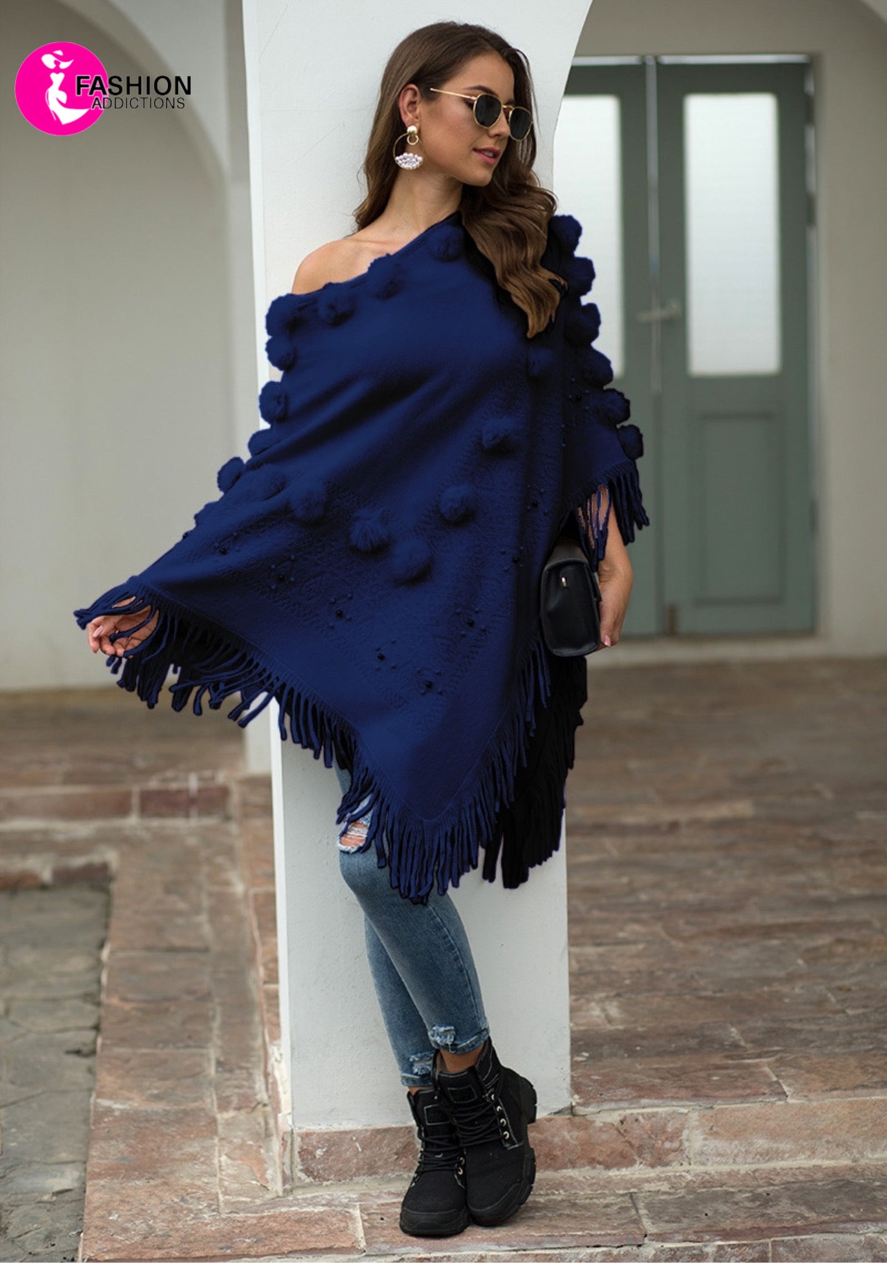 Fleece Poncho | Navy Blue