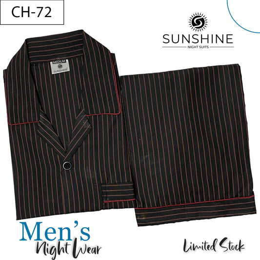 Black Red Stripes Night Suit