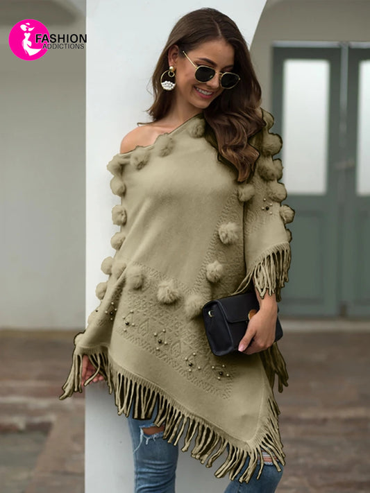 Fleece Poncho | Beige