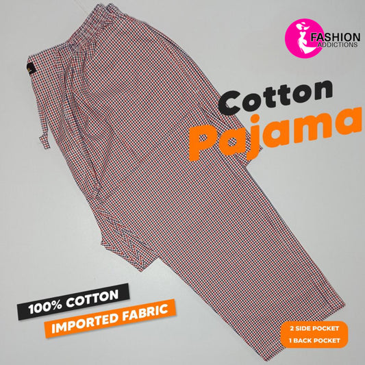 Red Pin Check Cotton Trousers For Men