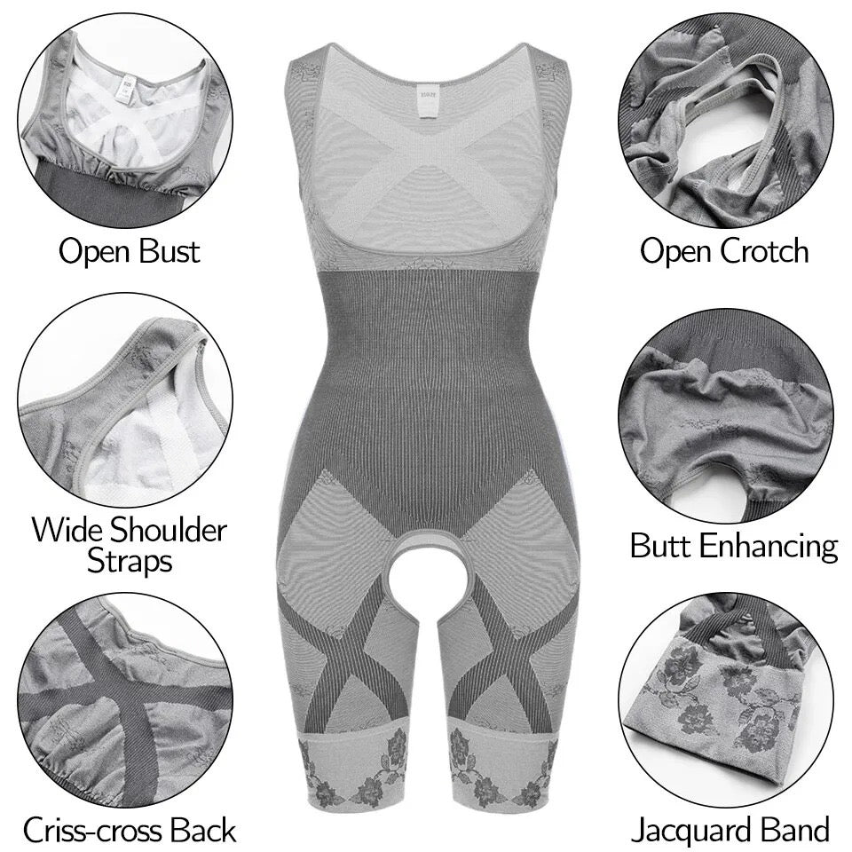 Premium Full Body Shaper – Cross Notch Design with Adjustable Lower Support