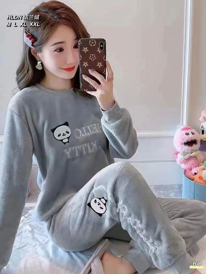 Fleece Comfy Nightwear | Grey Panda