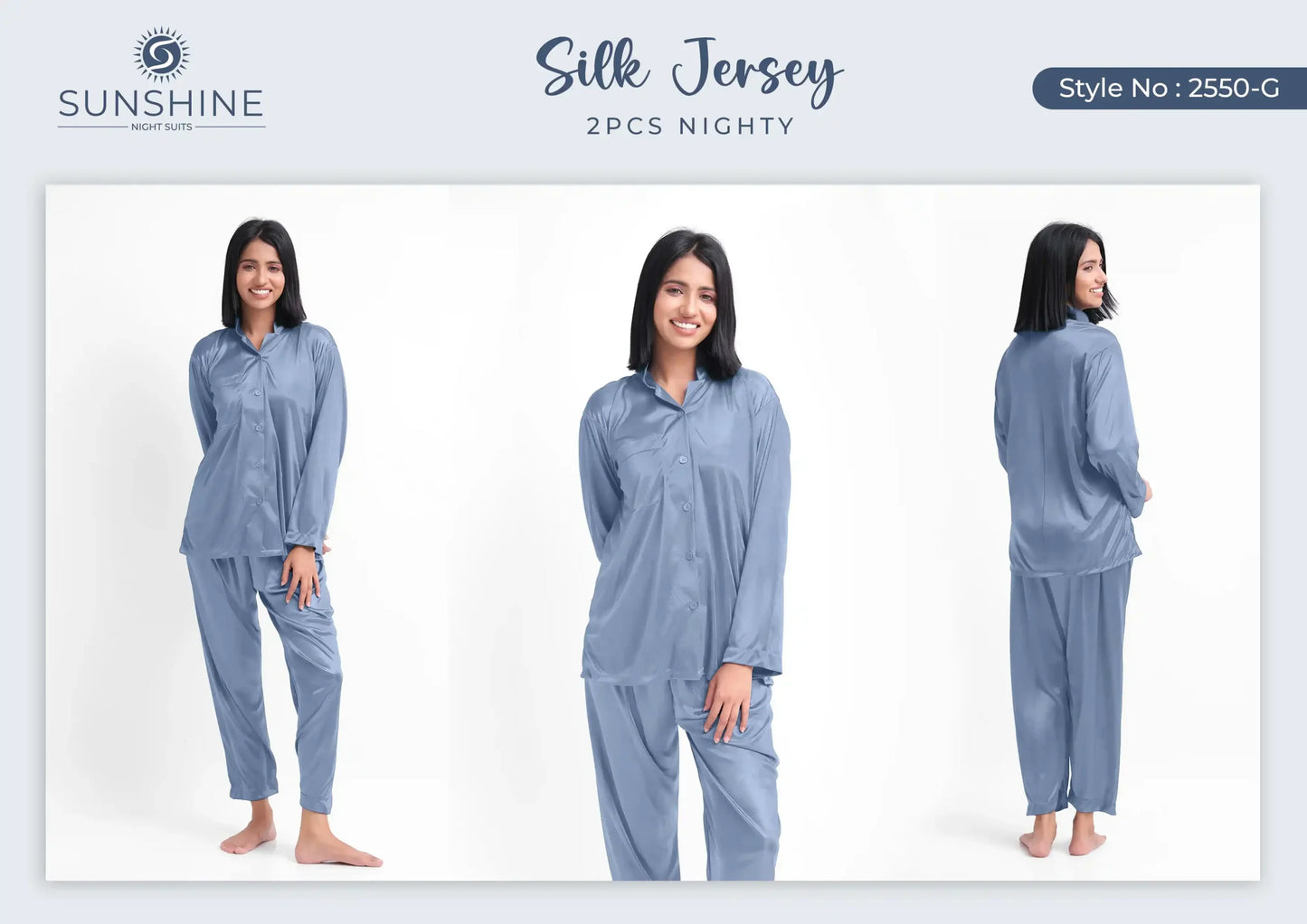 Grey Silk Jersey Pajamas 2550-G