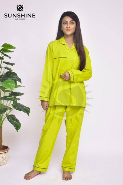 Lemon Plain Night Dress for Ladies