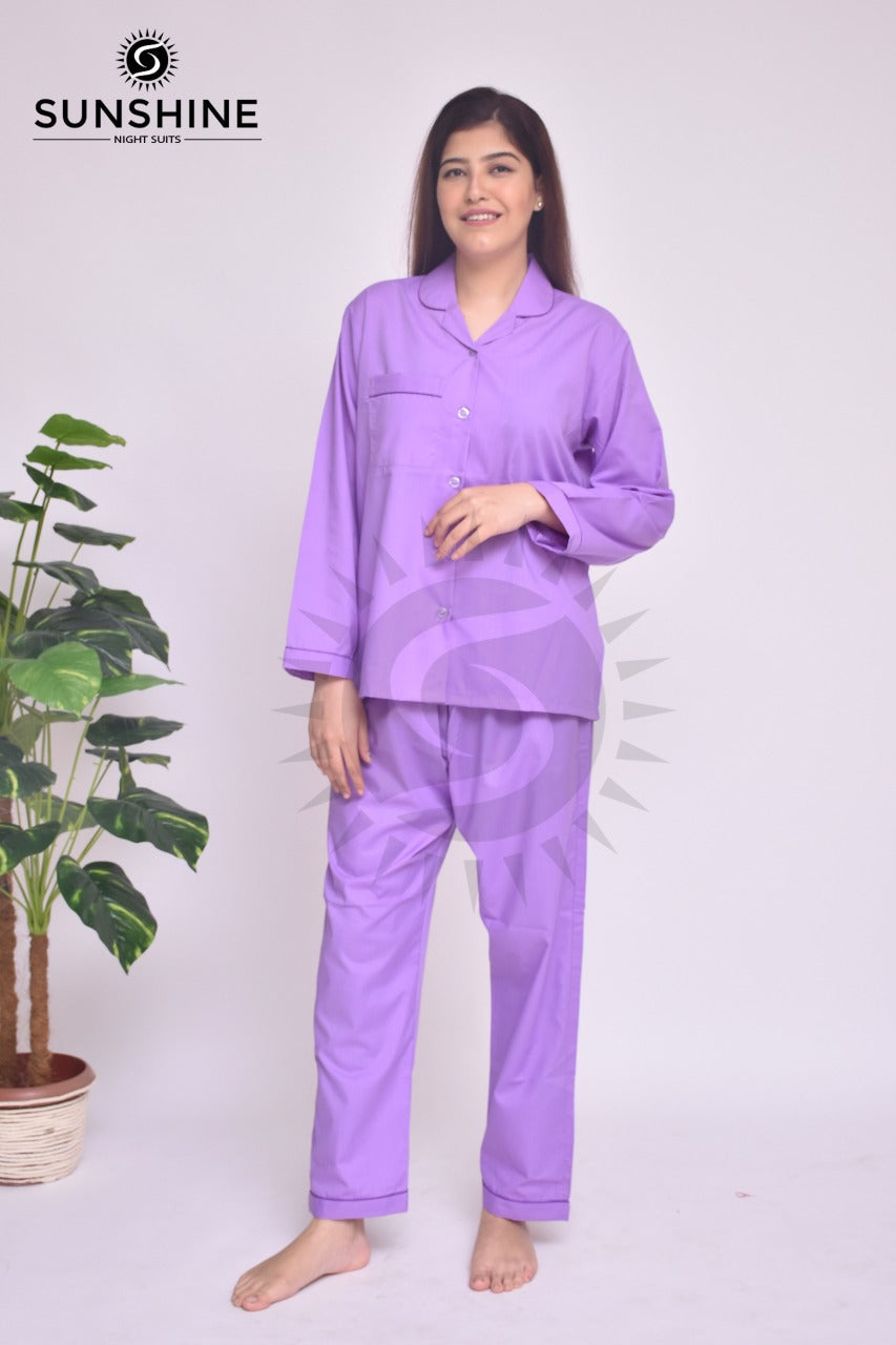 Light Purple Plain Night Dress for Ladies