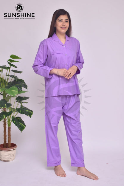 Light Purple Plain Night Dress for Ladies