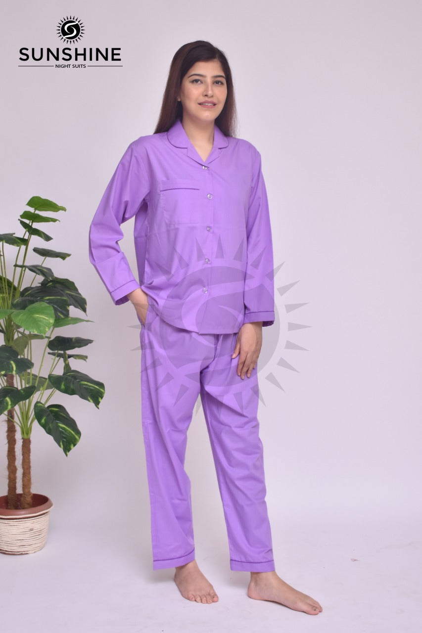 Light Purple Plain Night Dress for Ladies