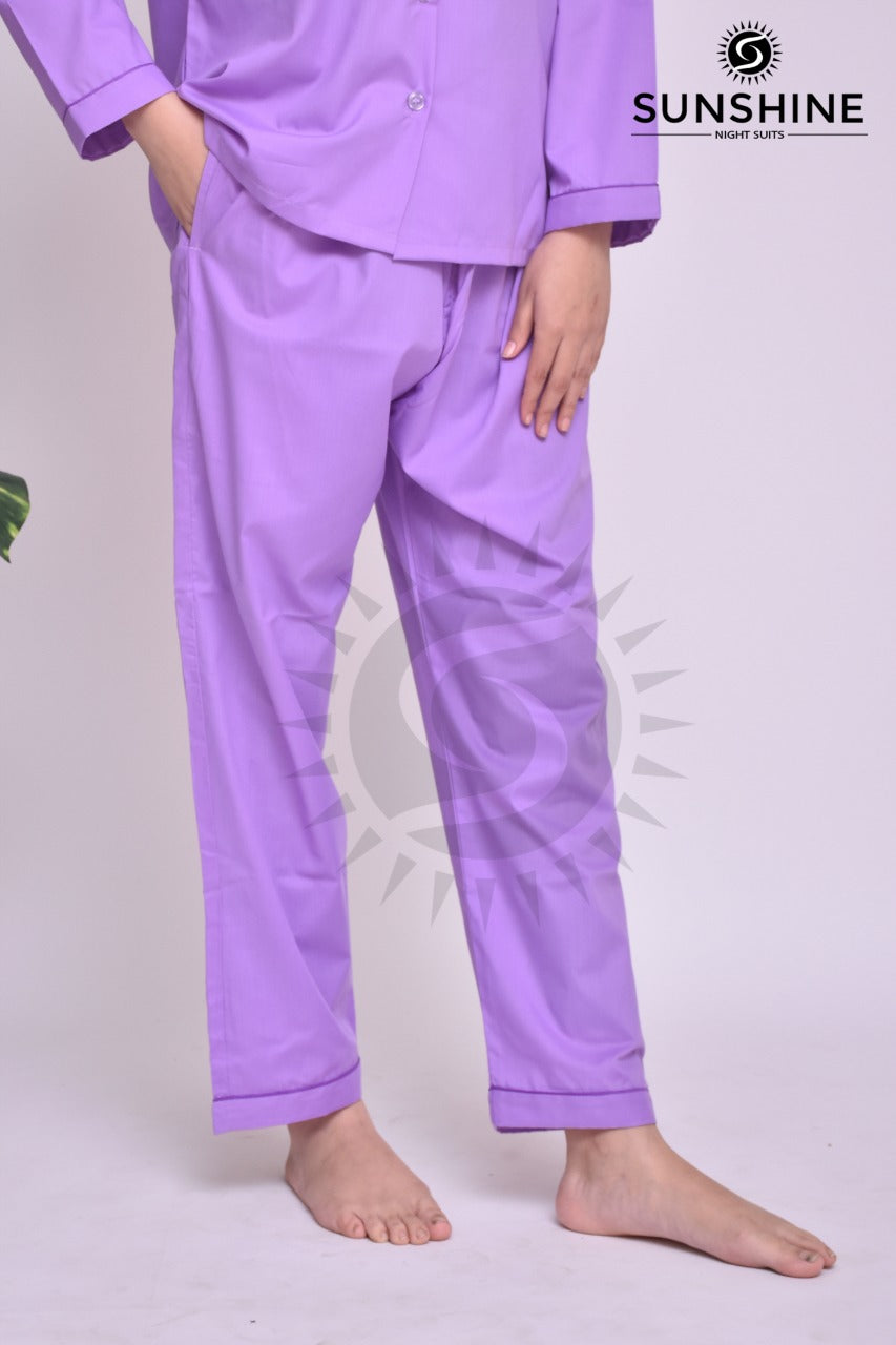 Light Purple Plain Night Dress for Ladies